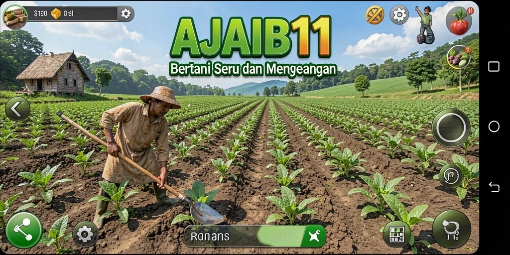 Gameplay seru AJAIB11 dengan aktivitas bertani yang menantang.