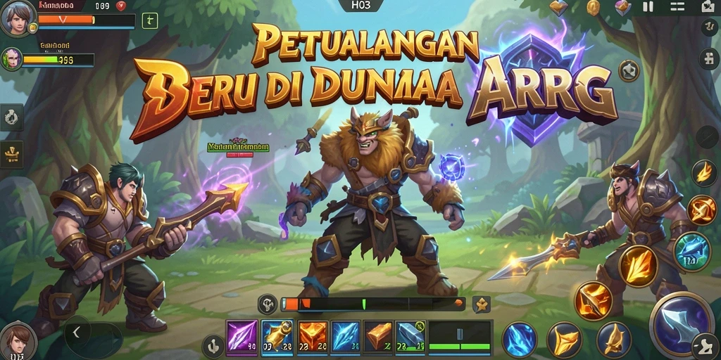 Gameplay seru di dunia fantasi H03 dengan pertarungan mendebarkan.