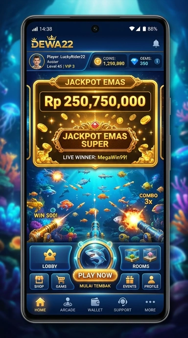 Tampilan antarmuka utama aplikasi dewa22.